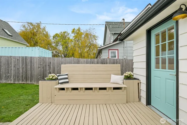 a view of a chairs on the roof deck