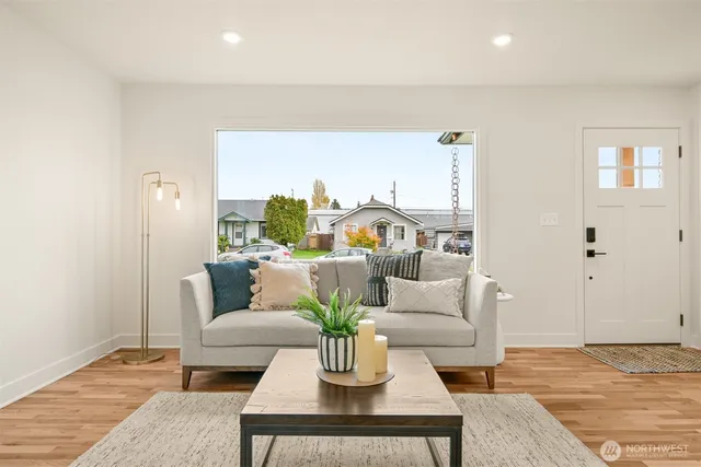 a living room with furniture