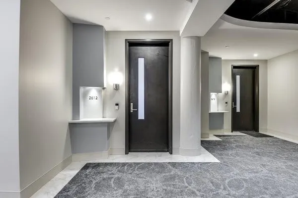 an empty room with closet