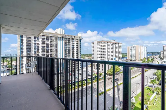 a view of city from a balcony