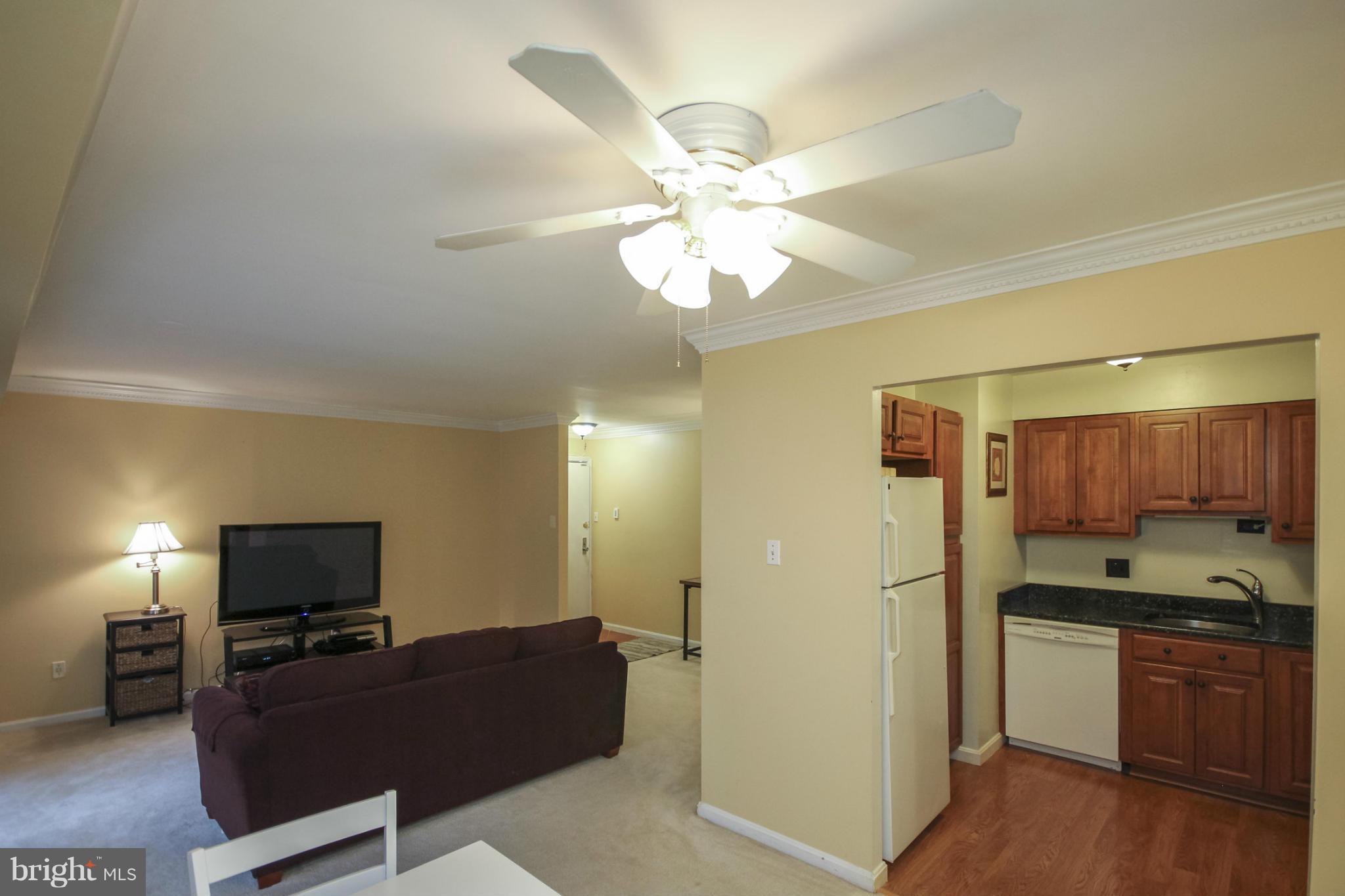 6155 Edsall Road, Unit 6155 Alexandria, VA 22304 - Photo 10 of 29 a living room with stainless steel appliances kitchen island granite countertop furniture and a fireplace