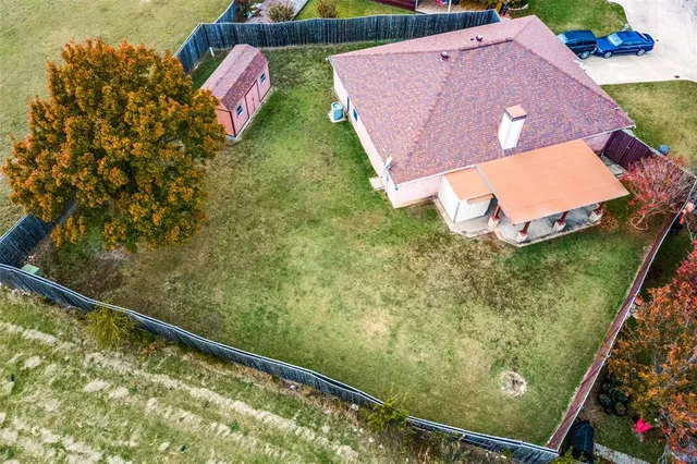 an aerial view of a house