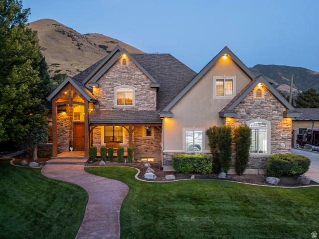 687 South 2080th Street East Springville, UT 84663 - Photo 1 of 149 Stone and stucco exterior with multiple gables and a prominent covered entry