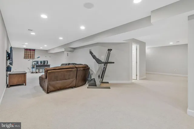 a view of a park with large trees