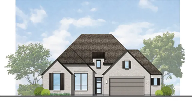 a front view of a house with garage