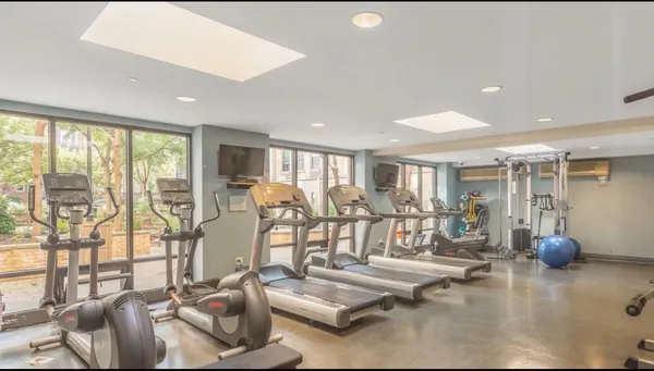 a view of a room with gym equipment