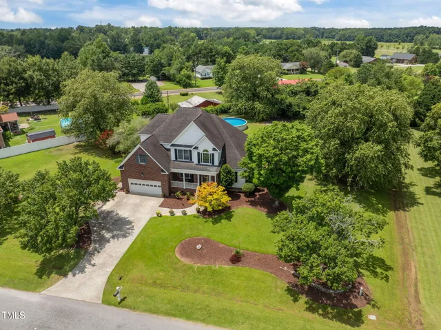 an aerial view of a house
