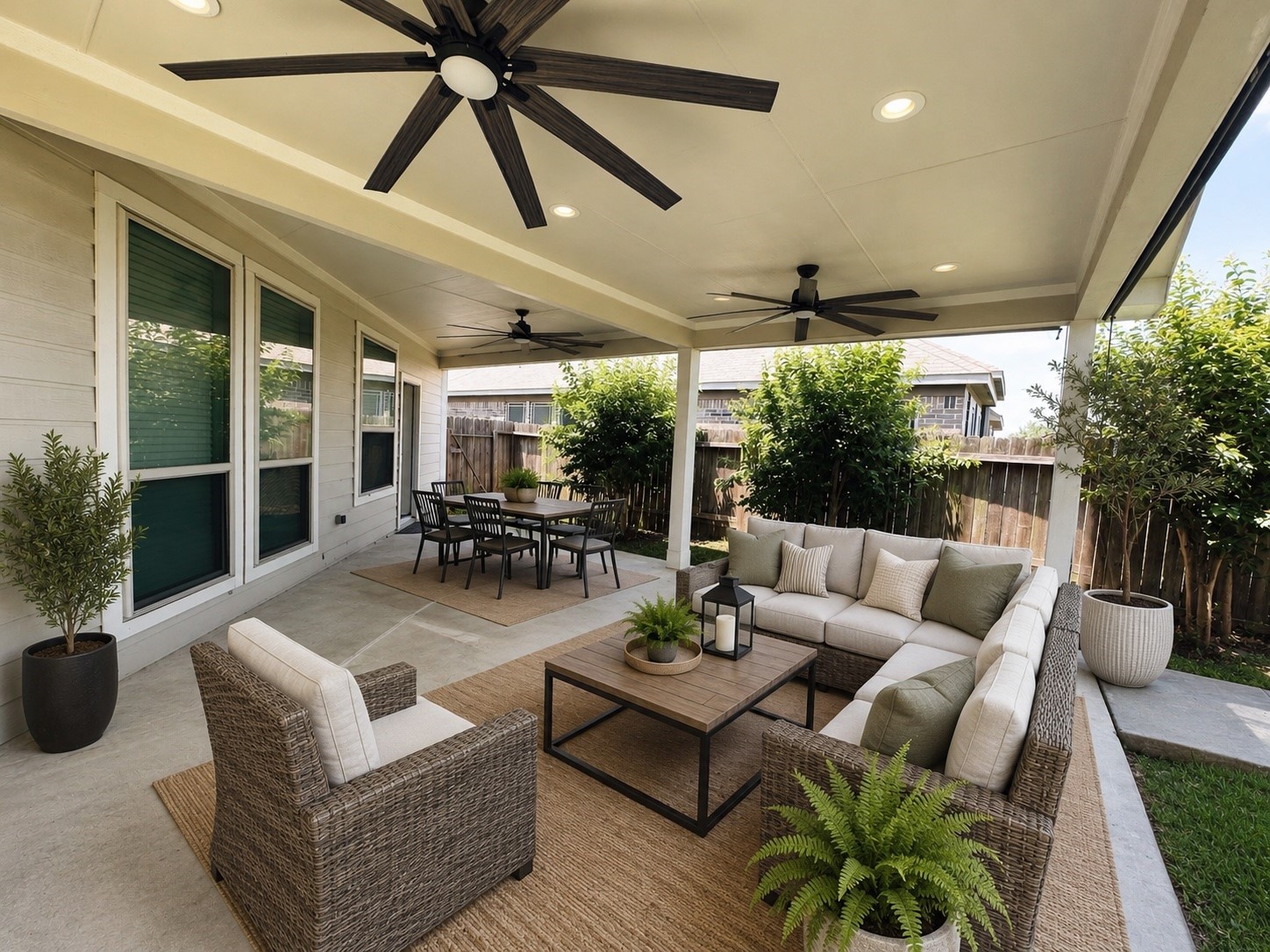 5331 Seabird Street Baytown, TX 77521 - Photo 12 of 38 a view of a patio with couches and a potted plant on a patio