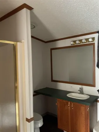 a bathroom with a sink and mirror
