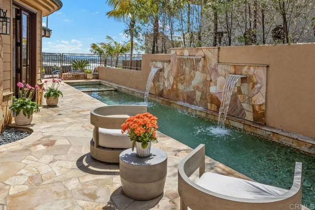 a view of a porch with furniture