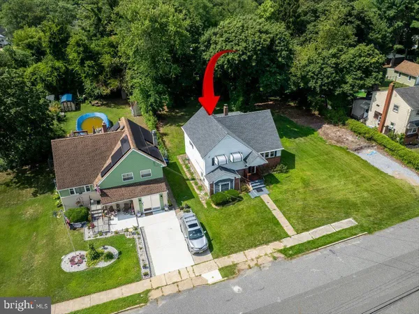 an aerial view of a house