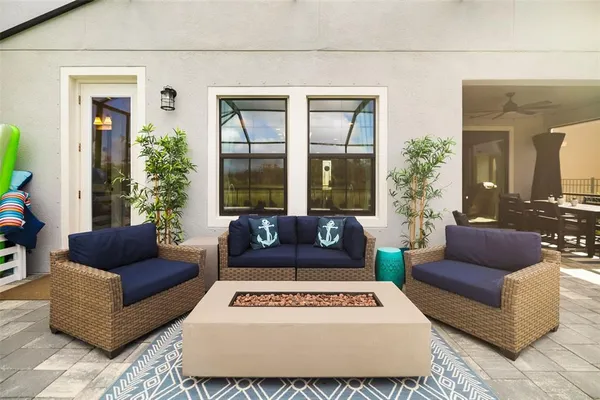 a view of swimming pool with a patio