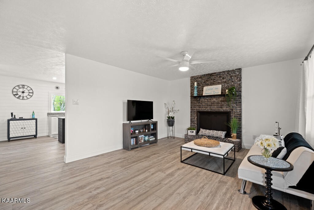 403 Wells Spring Road Dandridge, TN 37725 - Photo 5 of 24 a living room with furniture a fireplace and a flat screen tv