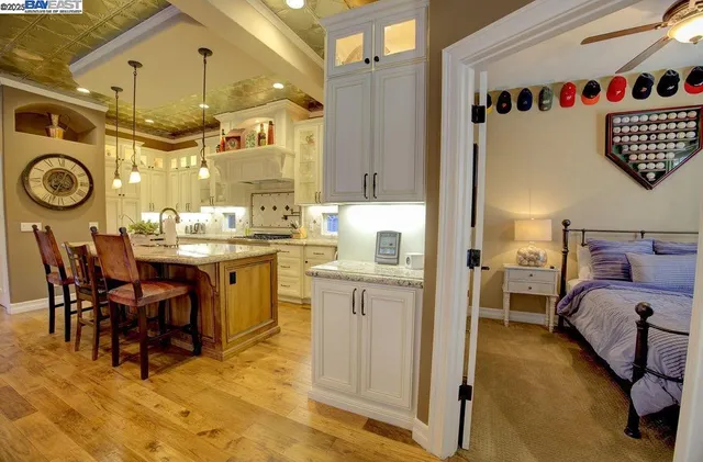 a very nice looking dining room with a table and chairs