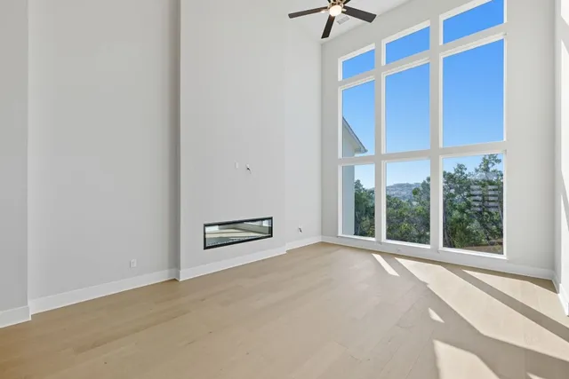 an empty room with windows