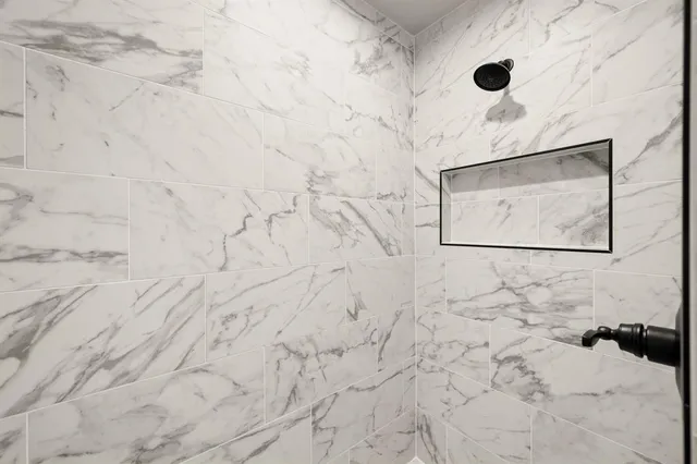 a bathroom with a bathtub