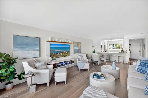 a living room with furniture or couch and a potted plant