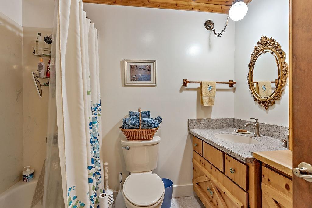 9196 Upper Applegate Road Jacksonville, OR 97530 - Photo 21 of 35 a bathroom with a toilet a sink and a mirror