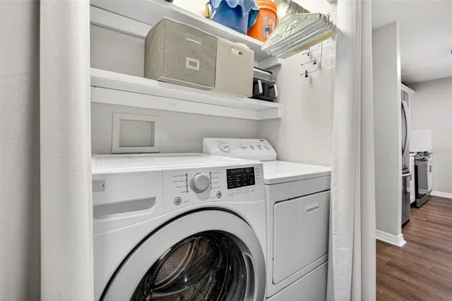 a utility room with dryer and washer