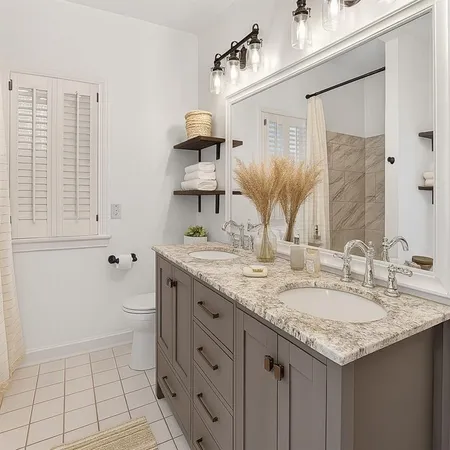 a bathroom with a tub shower and sink