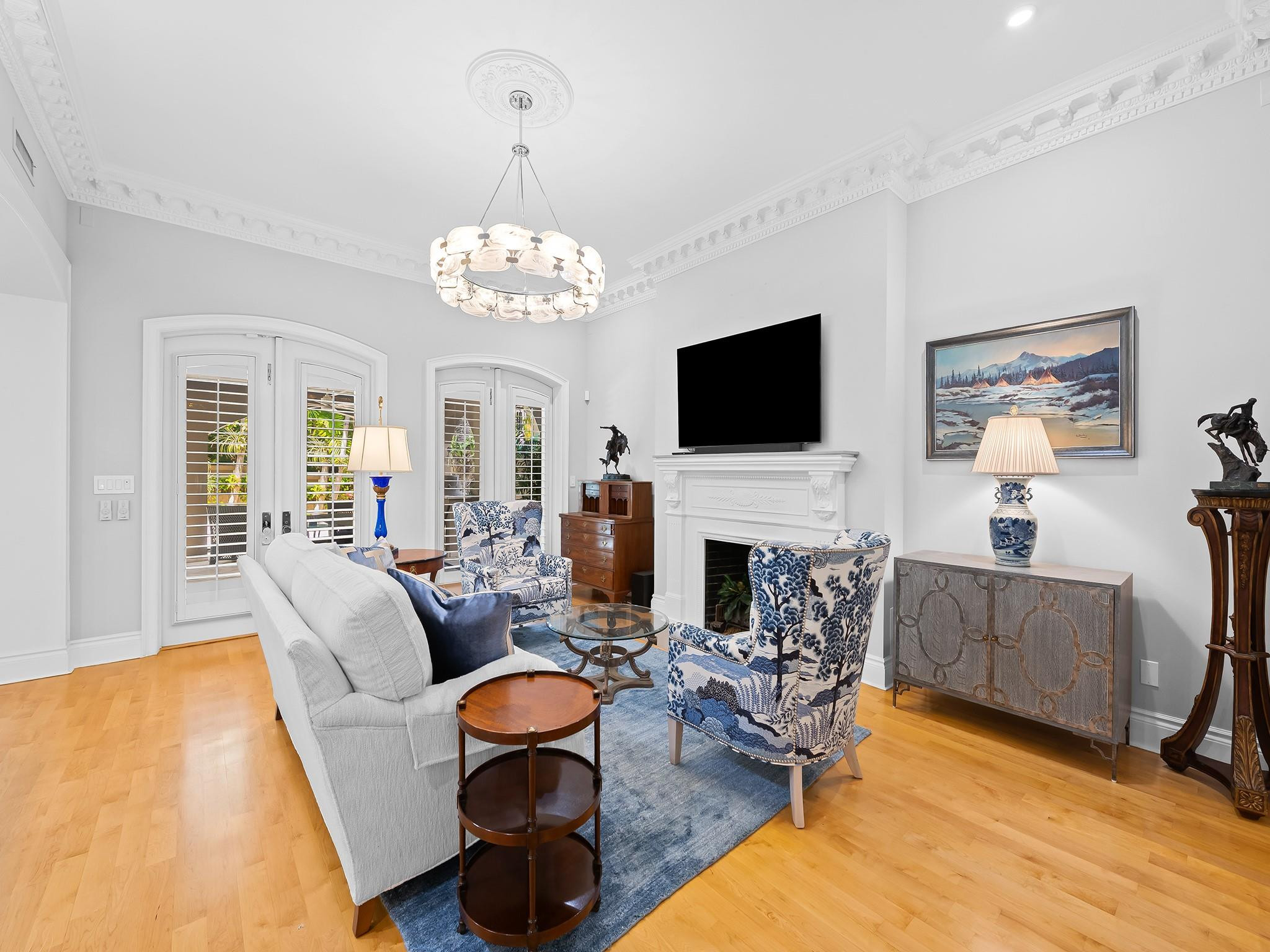 525 North Victoria Park Road Fort Lauderdale, FL 33301 - Photo 10 of 52 a living room with fireplace furniture and a flat screen tv