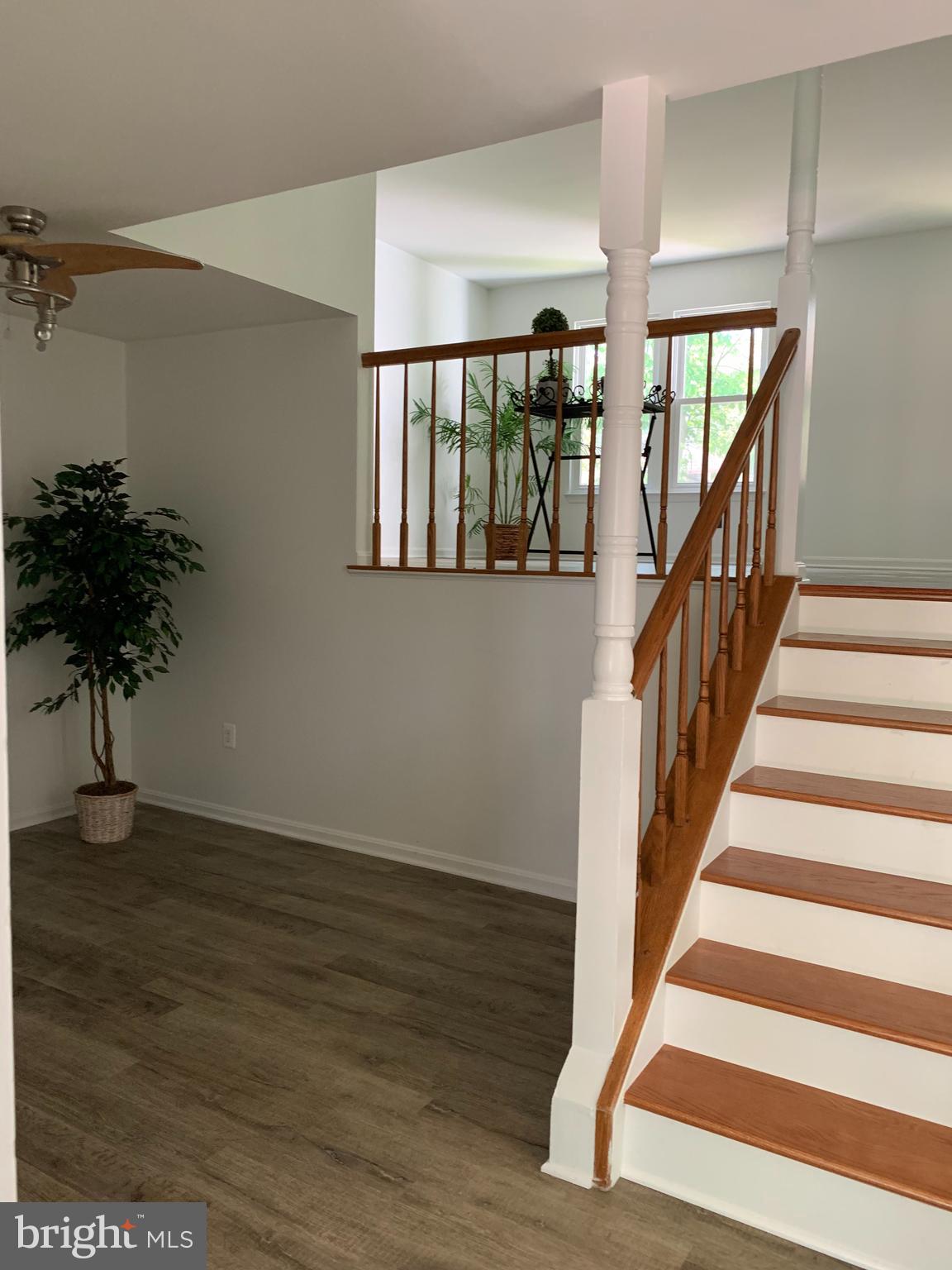 5478 Stavendish Street Burke, VA 22015 - Photo 4 of 24 a view of staircase with wooden floor and a potted plant
