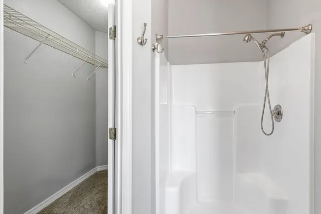 a bathroom that has a shower in it