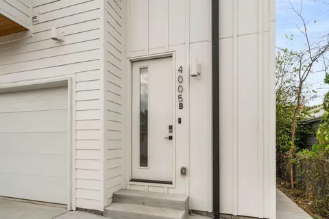 a view of wooden door