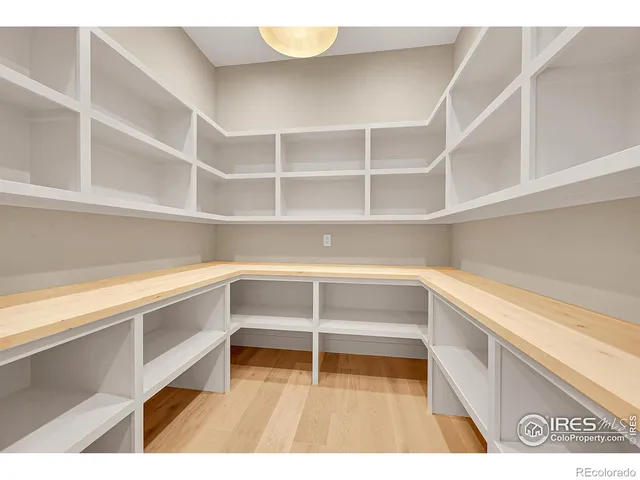 a view of an empty room with empty racks