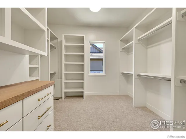 a view of an empty walk in closet