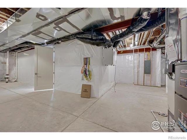 a view of balcony with wooden floor