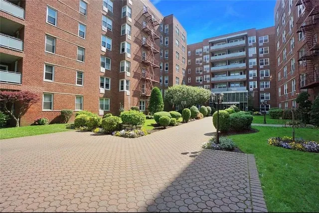 a view of a building with garden