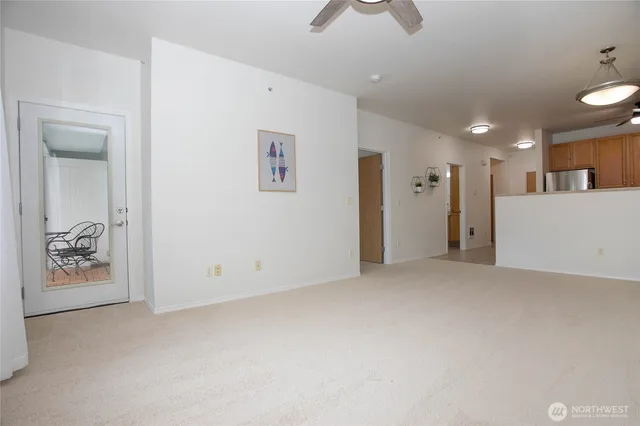 an empty room with painted walls