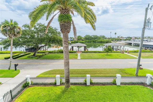 an outdoor view with patio