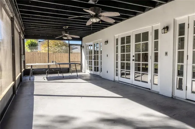 a view of a porch with furniture