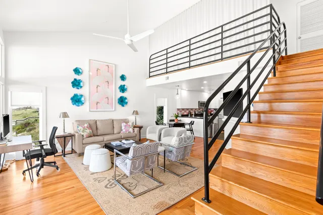 a living room with furniture