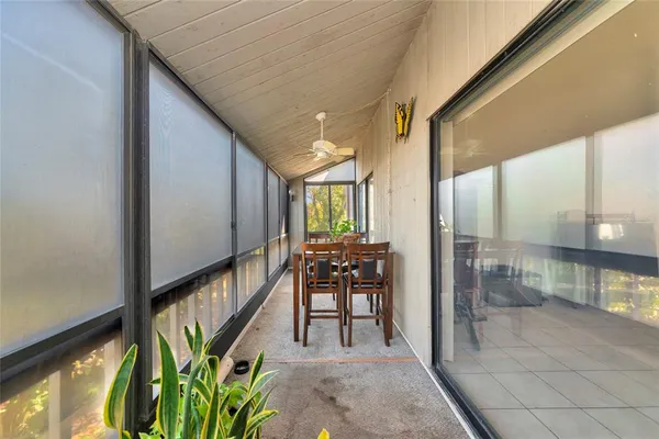 a view of balcony with seating space