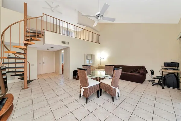 a living room with furniture