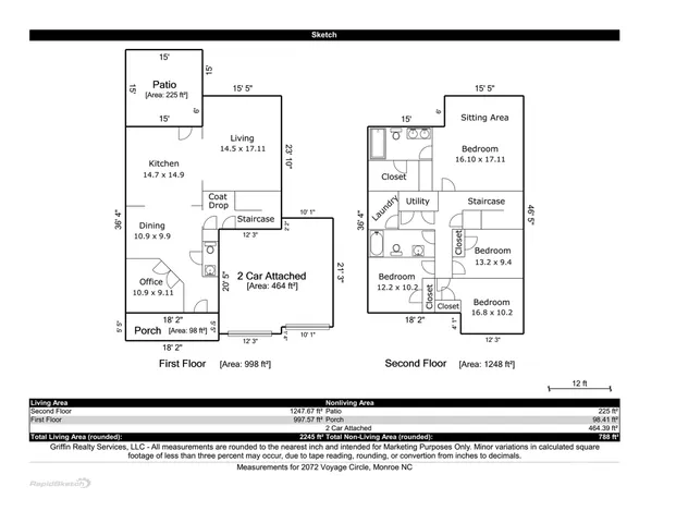 a city view with tall buildings and a yard