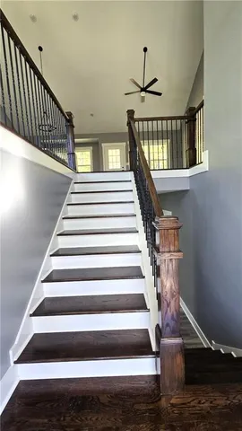 a view of entryway with wooden floor