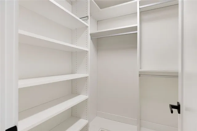 a view of an empty walk in closet