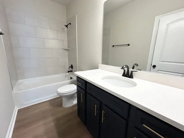 a bathroom with a sink a toilet and a bathtub