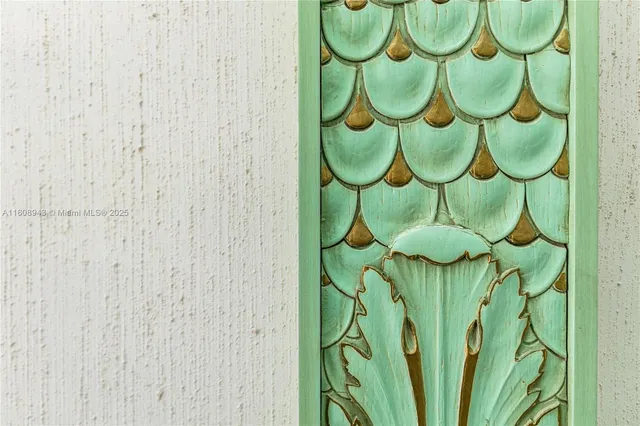 a bedroom with a bed and a table