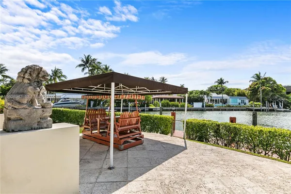 an aerial view of residential houses with outdoor space and lake view