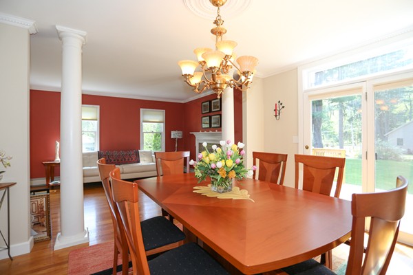 3 E Road Wayland, MA 01778 - Photo 8 of 24 a view of a dining room with furniture and wooden floor