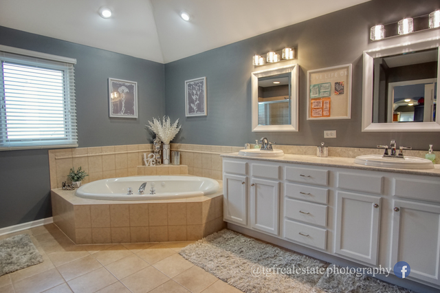 S643 Robbins Street Winfield, IL 60190 - Photo 16 of 40 a spacious bathroom with a tub sink and mirror