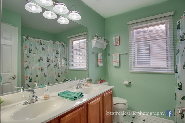 S643 Robbins Street Winfield, IL 60190 - Photo 23 of 40 a bathroom with a granite countertop sink a toilet and a mirror