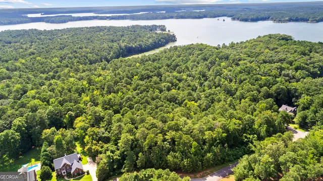 a view of a large yard with lots of green space