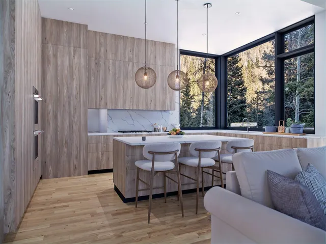 a living room with a couch and a table