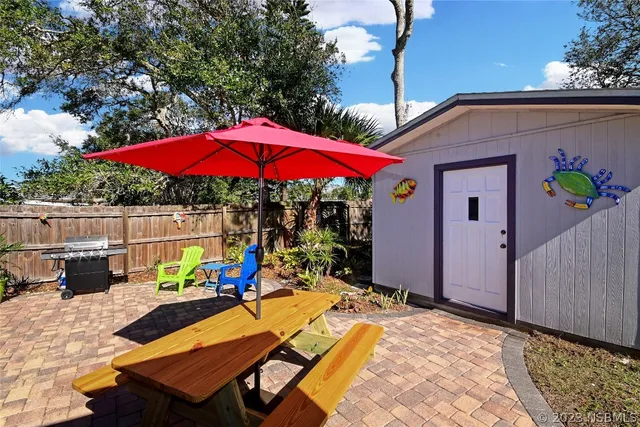 a outdoor space with patio lots of furniture
